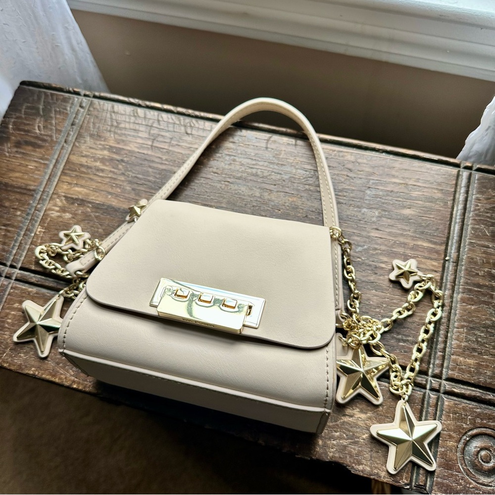 Zac Posen •‎ Eartha Mini Chain Star Charm Crossbody Bag in Beige